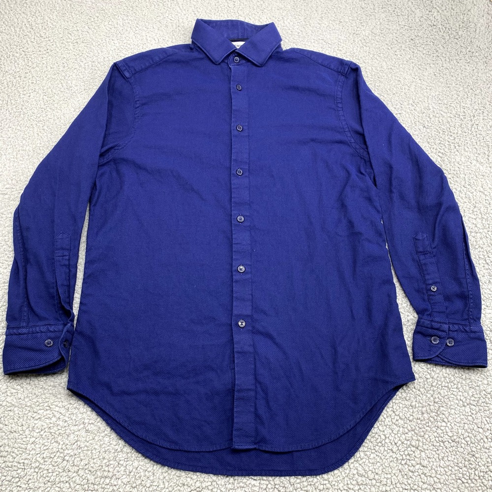 TM‎ Lewin Shirt Mens Small 15.5/34.5 Blue Egyptian Cotton Button Dress Casual